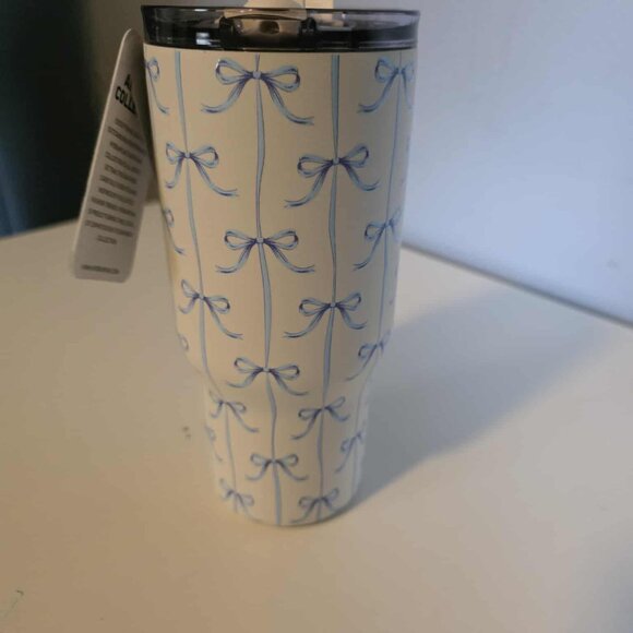 NWT HydraPeak Artisan Collection Dark Blue Bows Voyager 25 oz Flip & Straw Lid - Picture 8 of 8